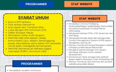 Info Loker: Programmer dan Staf Website DL 31 Agustus 2024