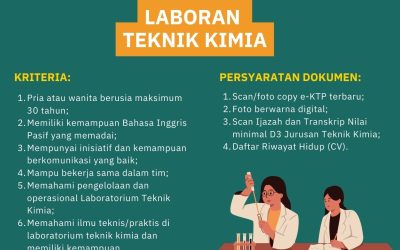 Info Loker: Laboran Teknik Kimia – DL 31 Oktober 2024